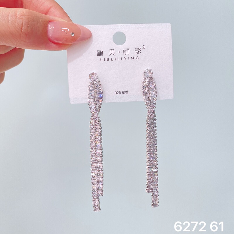 丽银丽贝丽影新款欧美时尚超闪锆石耳钉气质名媛风高级感轻奢耳饰|undefined