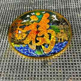 黄铜浮雕百福图摆件天官赐福家居装饰品客厅玄关办公室桌面工艺品