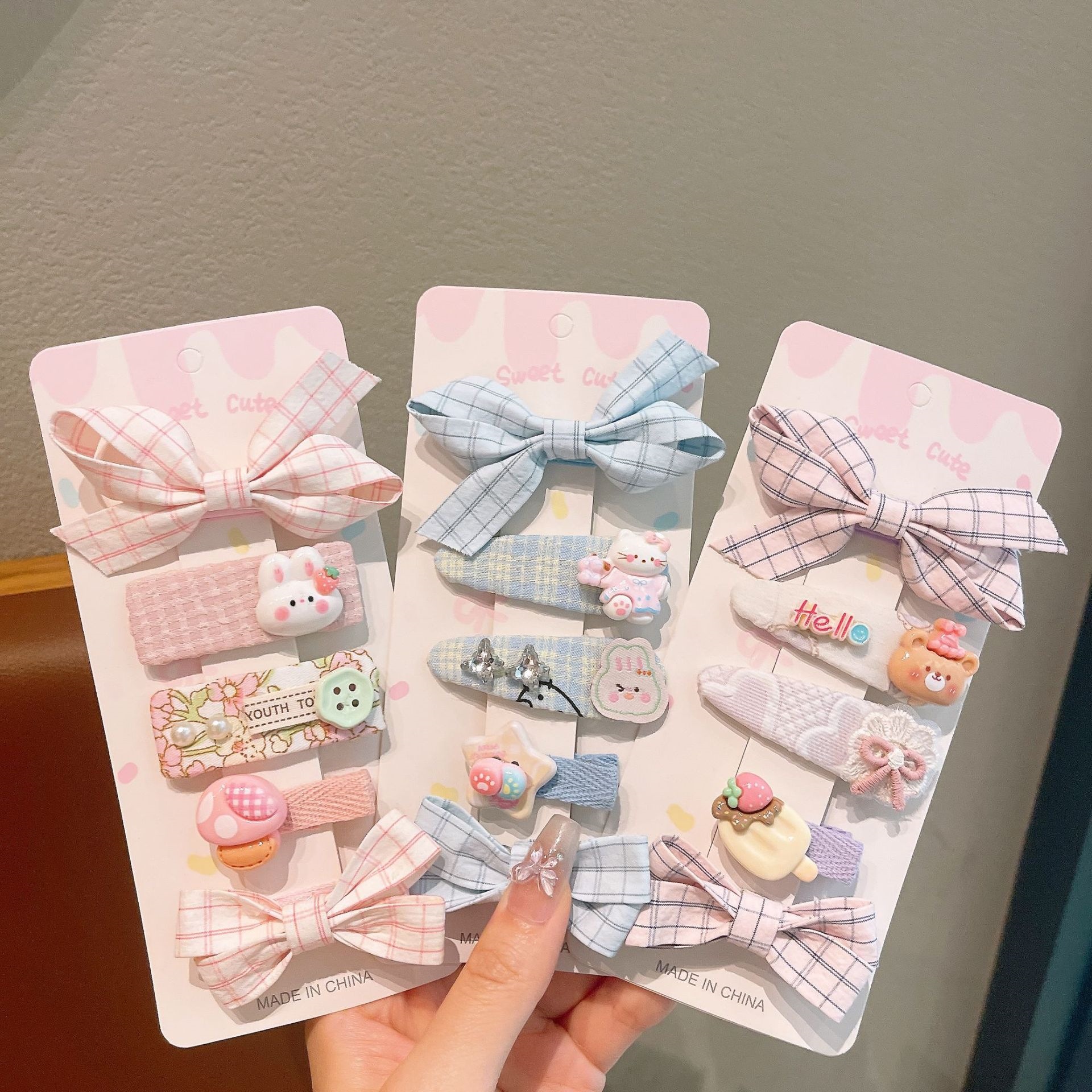 Coreana para niños rosa de encaje tela clip para el cabello nuevo arco de niñas dulce clip para el cabello joyas
