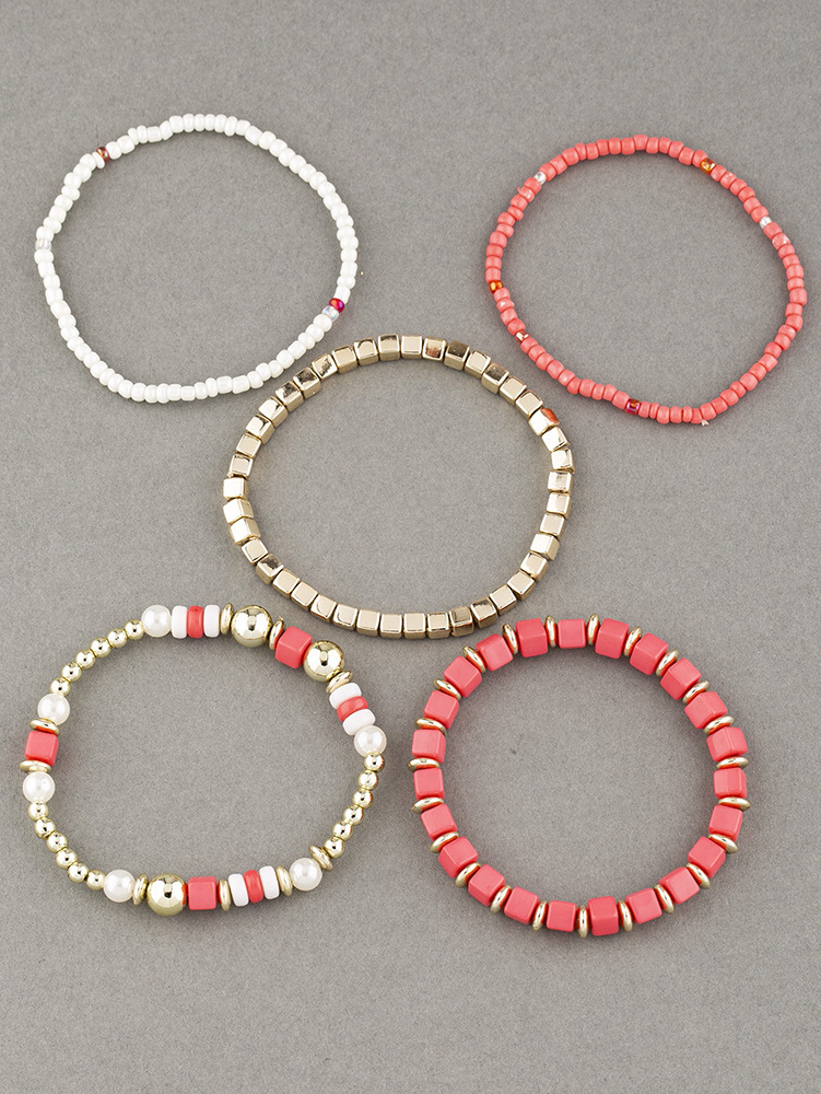 20g Weight Acrylic Pendant Material Bracelets Classification Alloy Chain Material 1 Set Quantity Holiday, Daily, Street Occasion Alloy Material Geometric Pattern Unisex Gender Beaded, Plating Design Retro Style Retro Geometric Alloy Beaded Bracelets Wholesale 1