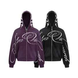 2025新款欧美街头拉链连帽衫 字母潮牌外套 男装秋季