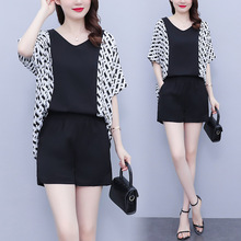 时尚大码女装短袖套装2025夏季宽松洋气胖妹妹显瘦气质两件套