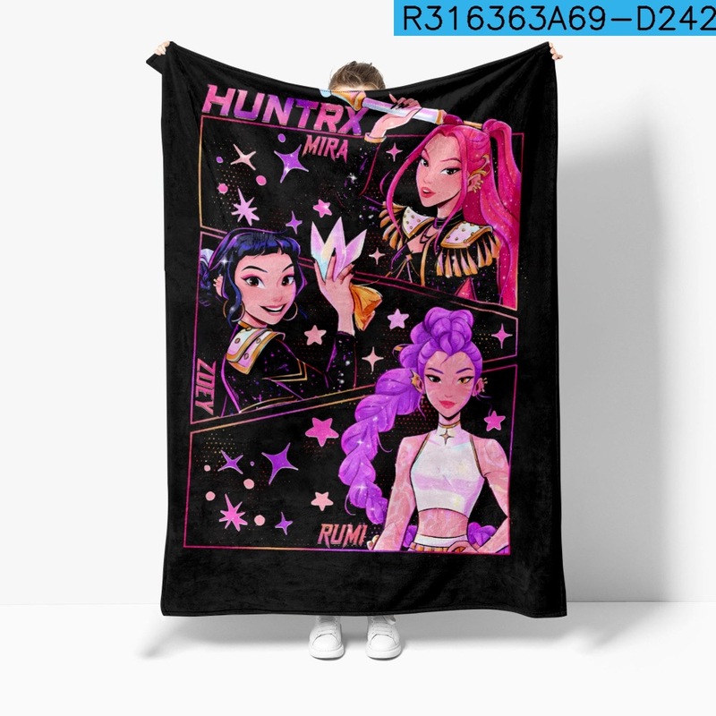 3D新款电影 K-POP 猎魔女团毛毯法兰绒毛毯亚马逊空调被毛毯|undefined