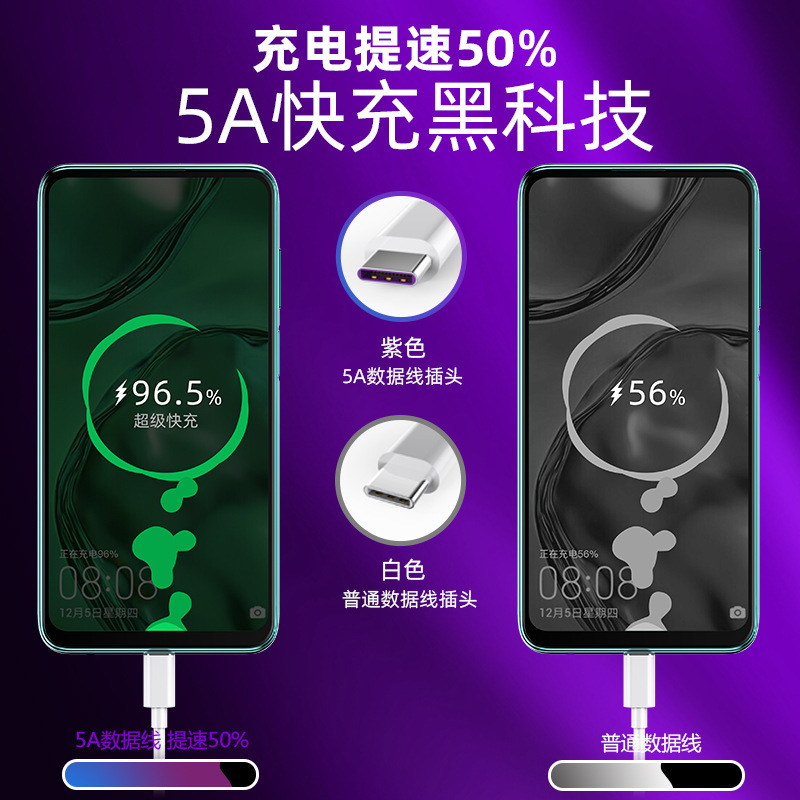 Type-c携帯電話充電ケーブルは華為40/60/100w充電器超急速充電5aケーブルを適用する|undefined