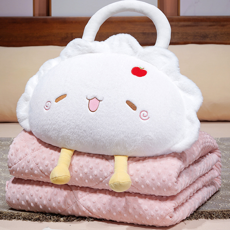 Cojín manta dos en uno Set de 2 de peluche relleno de algodón PP para oficina y auto