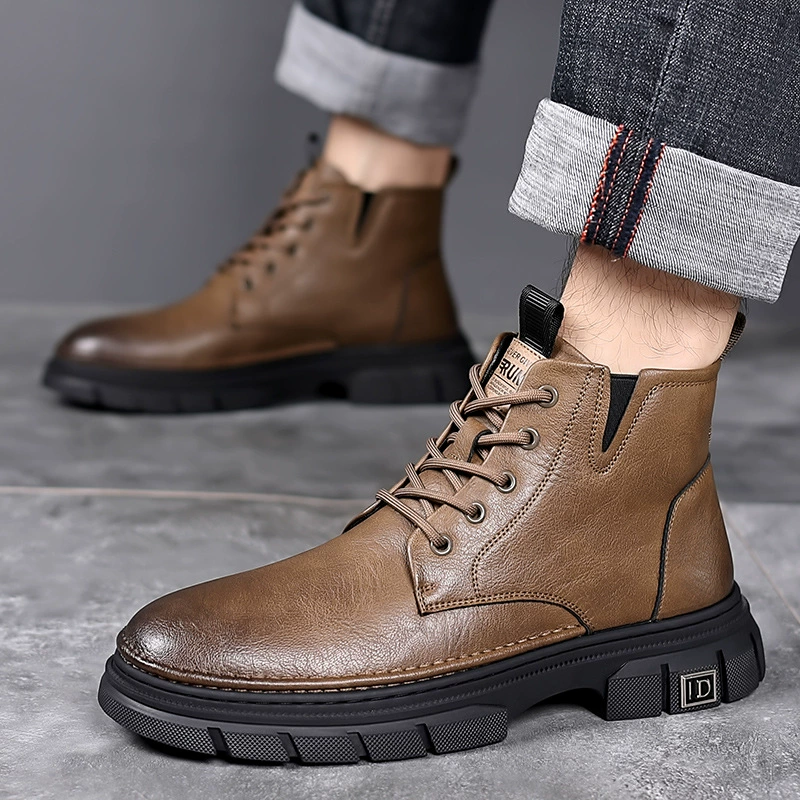 Martens, trend keep warm high non-slip shoes English style, boots, genuine leather, soft sole