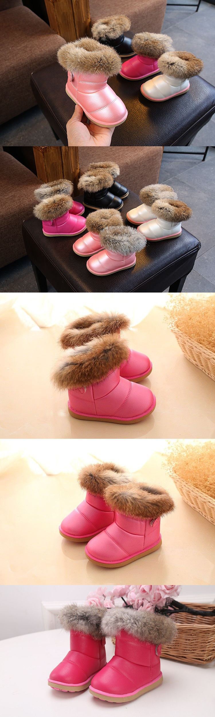 Children's snow boots are waterproof in winter, plush and thickened to keep warm. Baby's anti-skid boots are for girls,_voghion.com