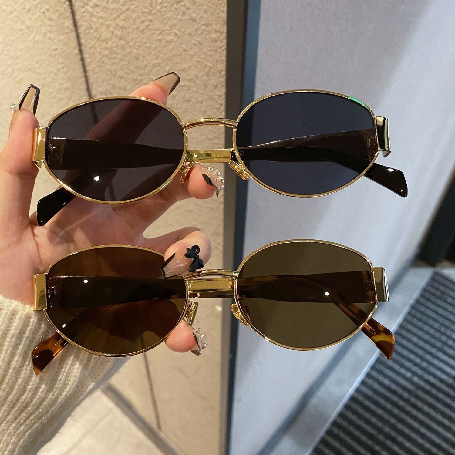 Gafas de sol para mujer verano nuevo estilo personalidad europea y americana gafas de sol de metal elíptico image 4