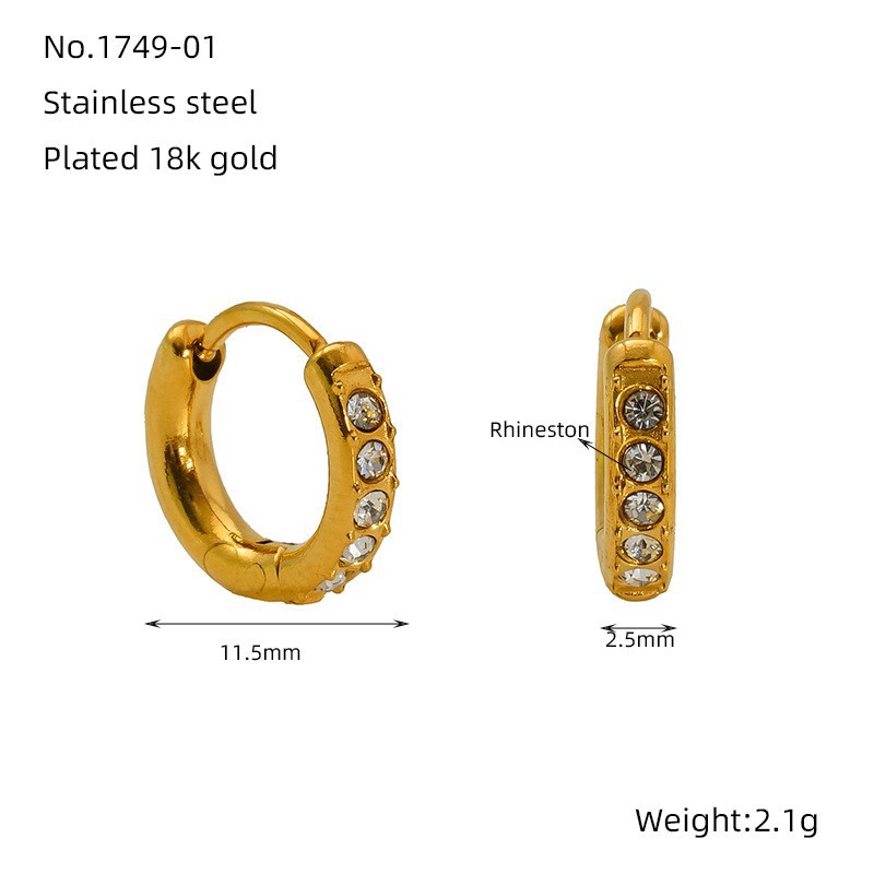 Pendientes de acero de titanio de estilo europeo y americano de oro de 18 quilates para niñas, lujo ligero de alta calidad, botones de oreja que no se desvanece, pendientes de acero inoxidable para mujeres