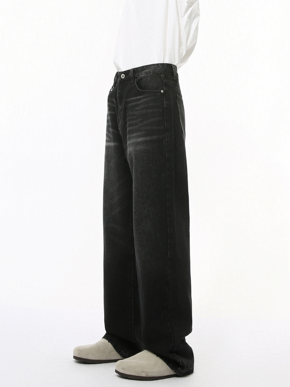 MTLCLOTHES Hombres| Otoño nuevos productos personales lavable gato barba jeans limpio suelto pantalones rectos