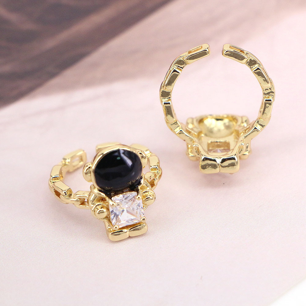 Fashion Astronaut Copper Open Ring Plating Zircon Copper Rings