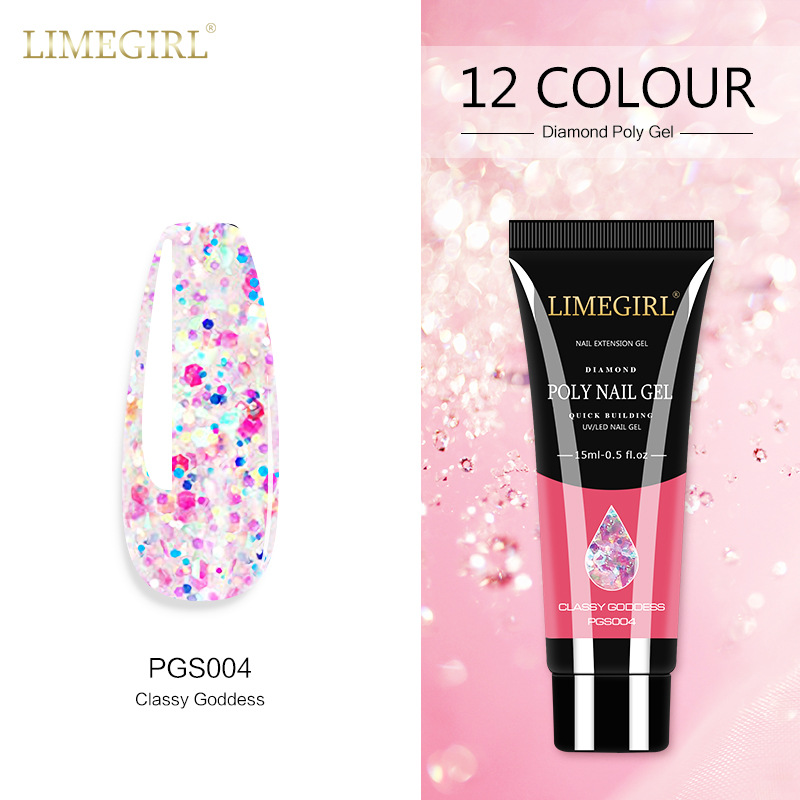 12 colores pegamento de extensión de brillo de uñas pegamento de extensión de lentejuelas de uñas pegamento de extensión rápida indolora Glitter pegamento de extensión de cristal