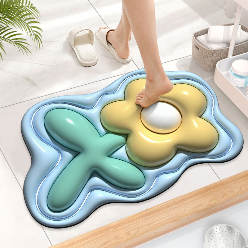 Alfombra de piso de expansión tridimensional 3D baño alfombra absorbente de barro de diatomeas baño puerta del baño alfombra del hogar alfombra antideslizante alfombra del piso