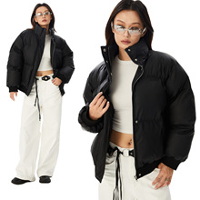 CT270美式复古2024秋冬潮流PU皮面包服刺绣加厚保暖男女棉服外套