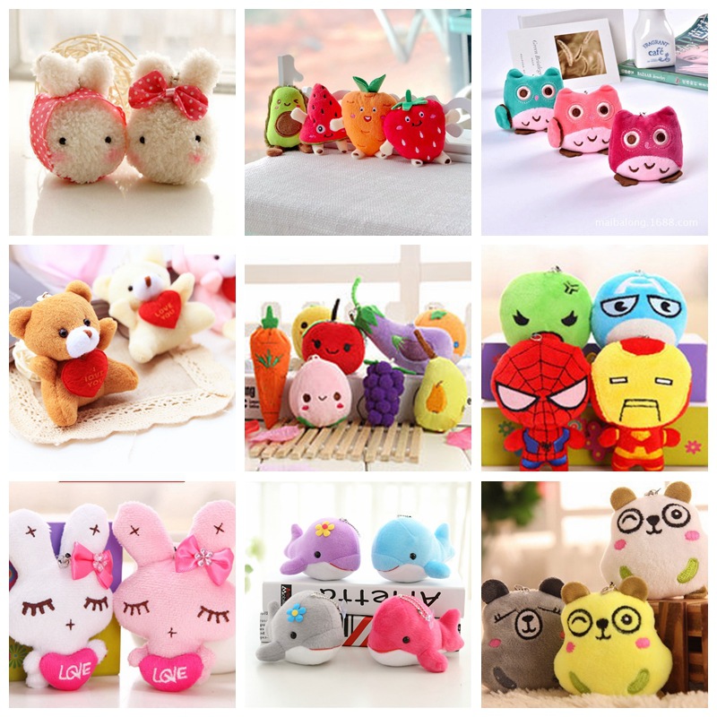 Cartoon Animal Plush Toy Small Pendant Keychain Backpack Hanging Ornaments Small Clip Doll Machine Doll Activity Gift