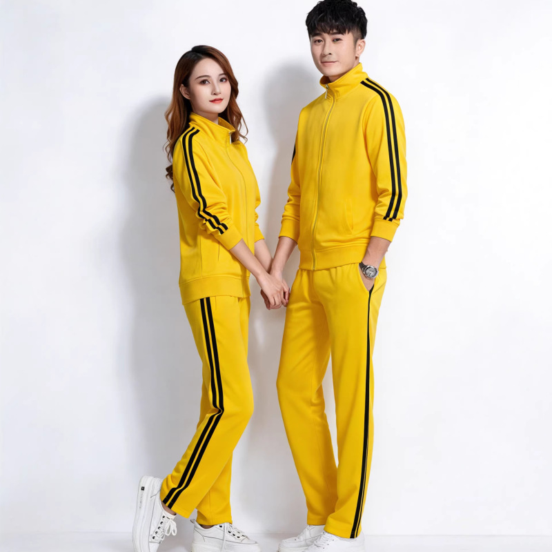 Trendy Brand Spring and Autumn Sports Suit for Men and Women, Three-Stripe Casual Sportswear, Couple's Running Outfit, Zip-Up Jacket and Long Pants Two-Piece Set