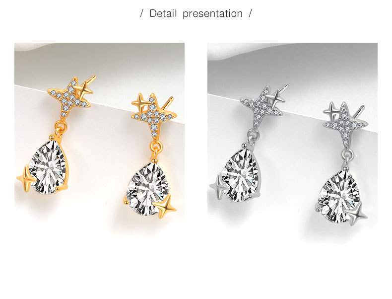 1 Pair Quantity Date, Tea Party Occasion 1 Pair 18K Gold Plated 925 Sterling Silver 925 Sterling Silver Earrings Heart Shape Drop Earrings