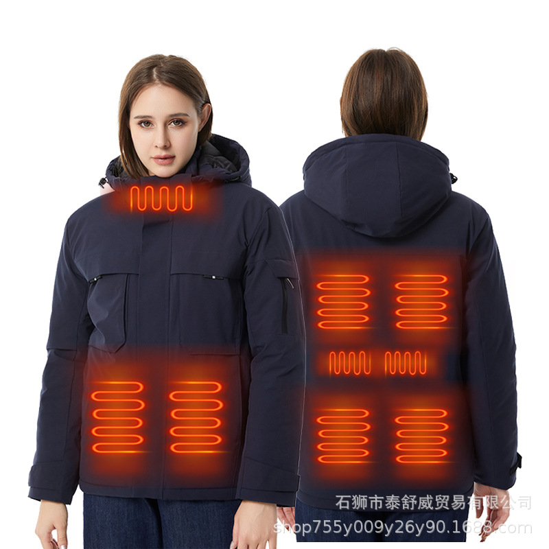 Los fabricantes de invierno venden al por mayor abrigos de algodón con calefacción inteligente para hombres y mujeres, abrigos calientes de invierno al aire libre, ropa de algodón informal