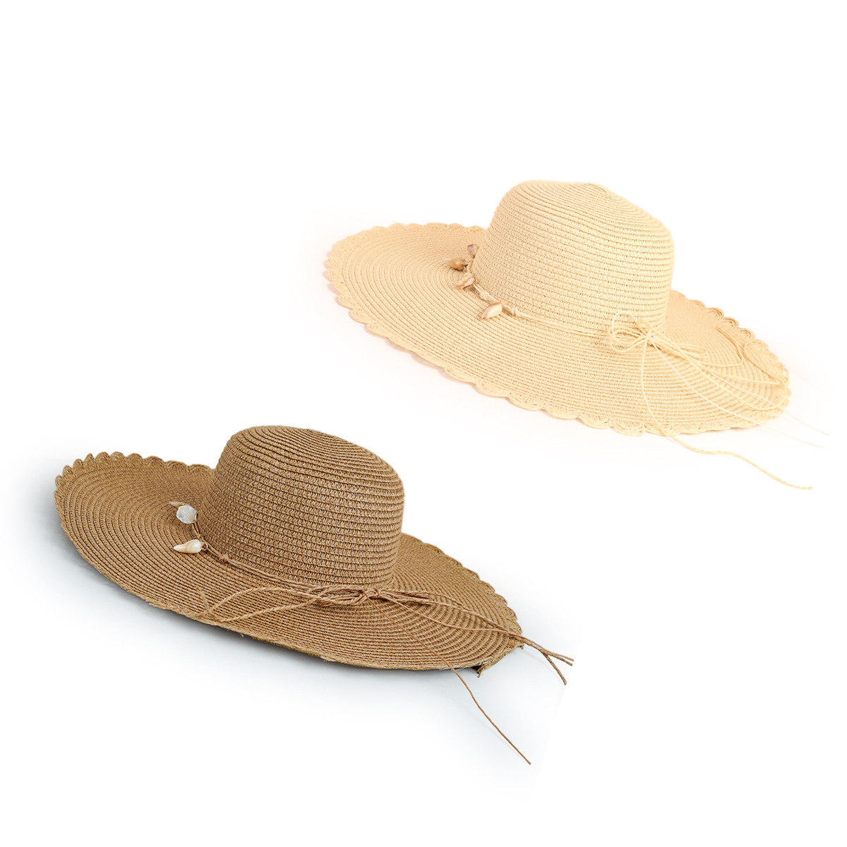 Sombrero de playa de ala ancha versátil a prueba de sol costero concha de encaje sombrero de paja que cubre la cara de las mujeres de moda estilo coreano sombrero fresco de moda Nuevo