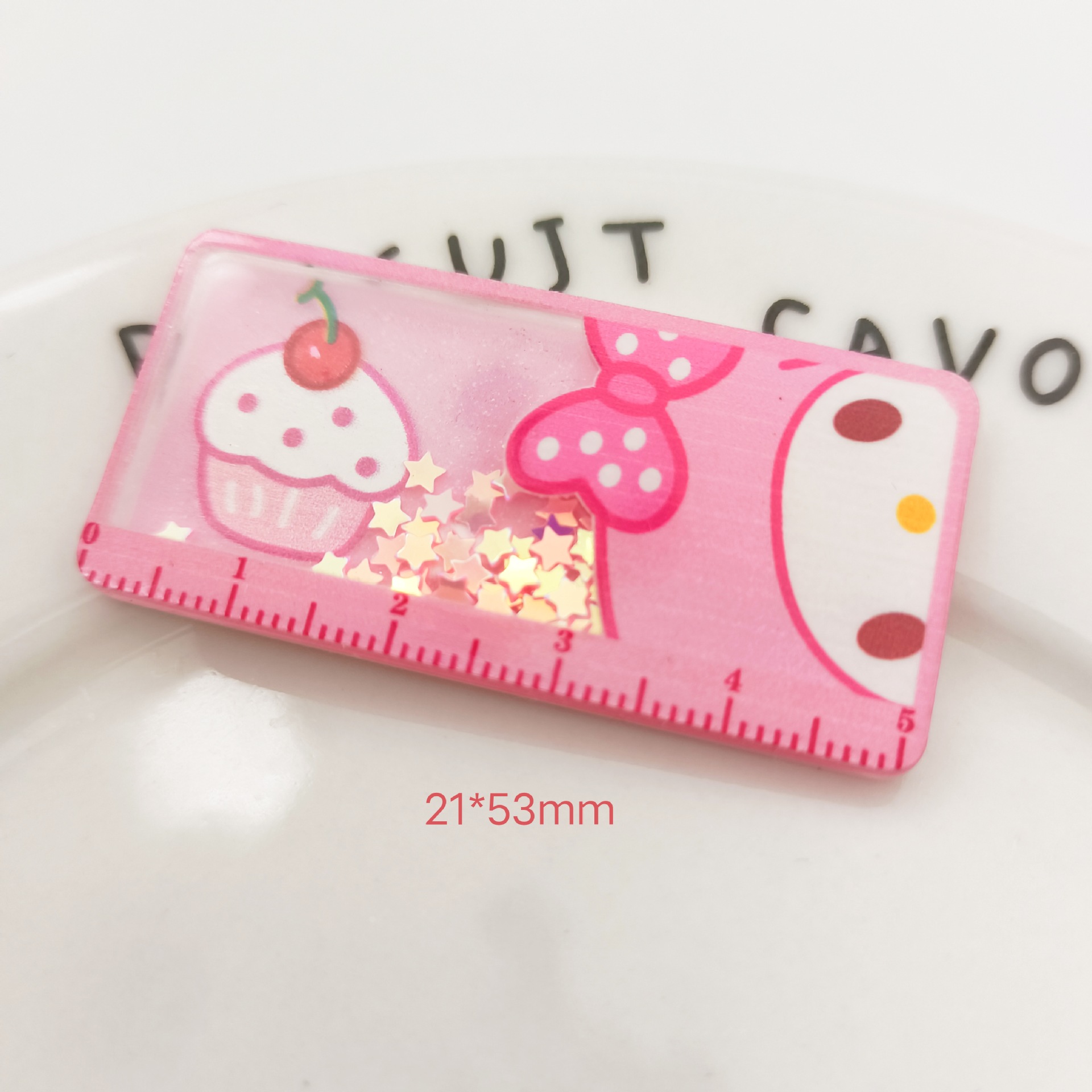 Acrílico lindo Sanrio dibujos animados dulce decorativo teléfono caso llavero accesorios regla parche