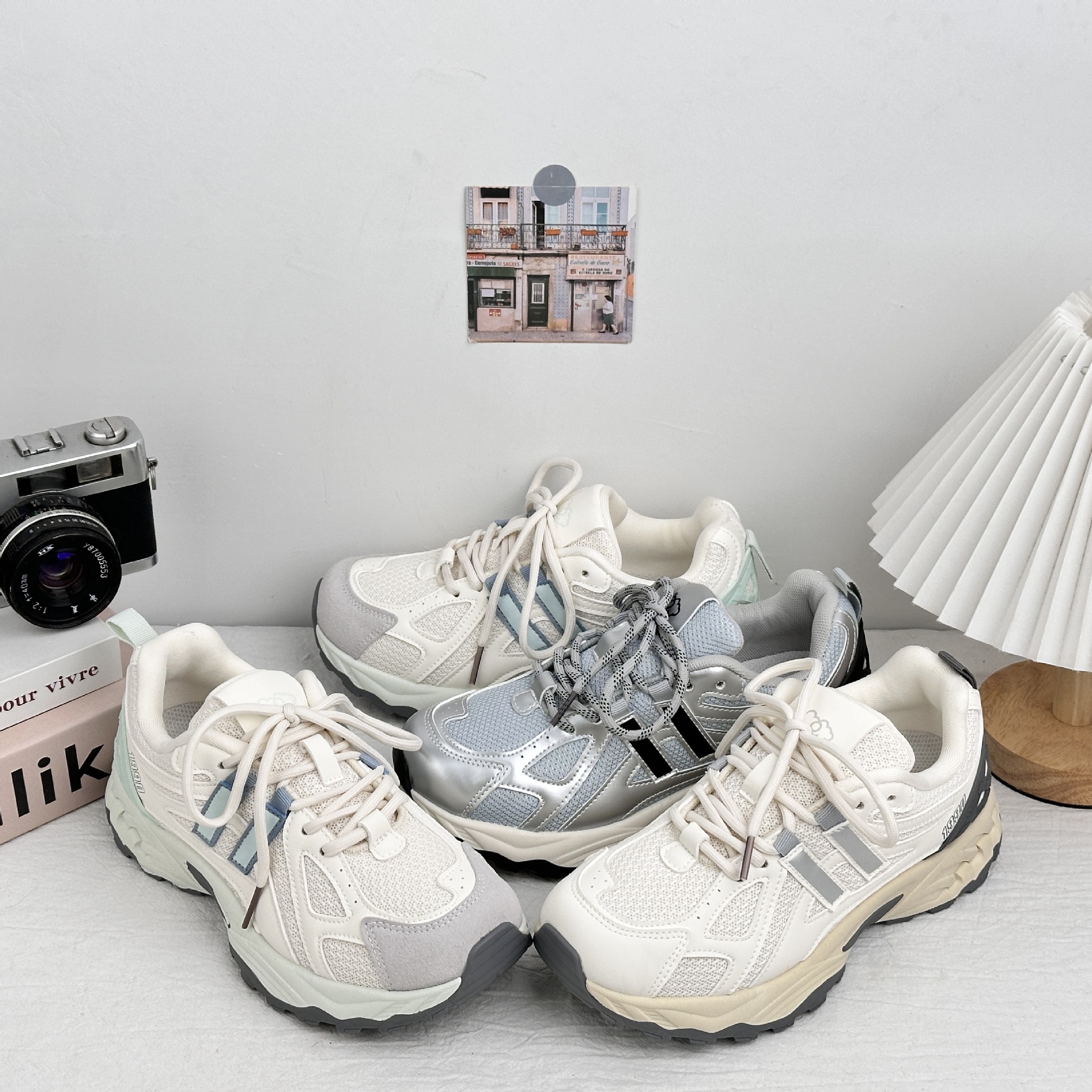 Yuanbo zapatos de papá y mujer 2025 otoño nuevo estilo versátil malla transpirable de fondo grueso elevados zapatos deportivos casuales