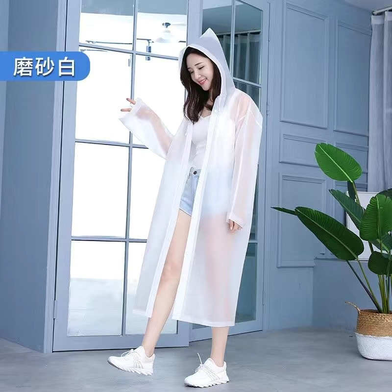 일회용 비옷 성인 EVA 소재 확장 야외 유니섹스 여름 얇은 통기성 판초 후드 배치