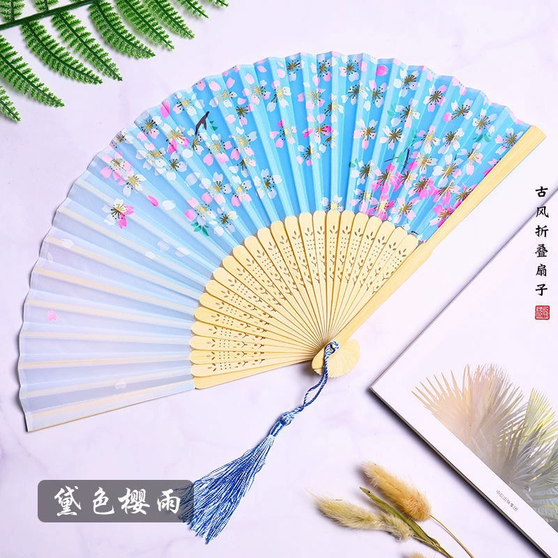 Folding Hand Fan Hanfu Style, Silk-screen Print, High-definition Patterns, Fine Workmanship