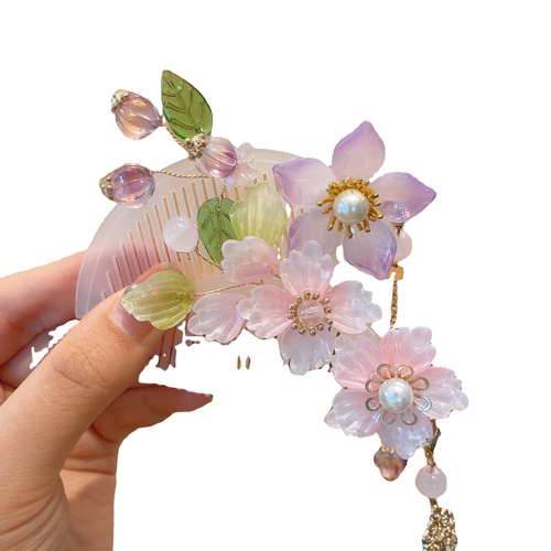 Children's ancient style broken hair combed girl's Hanfu step rocking tassel hairpin headdress girl's Chinese style back head hair accessory