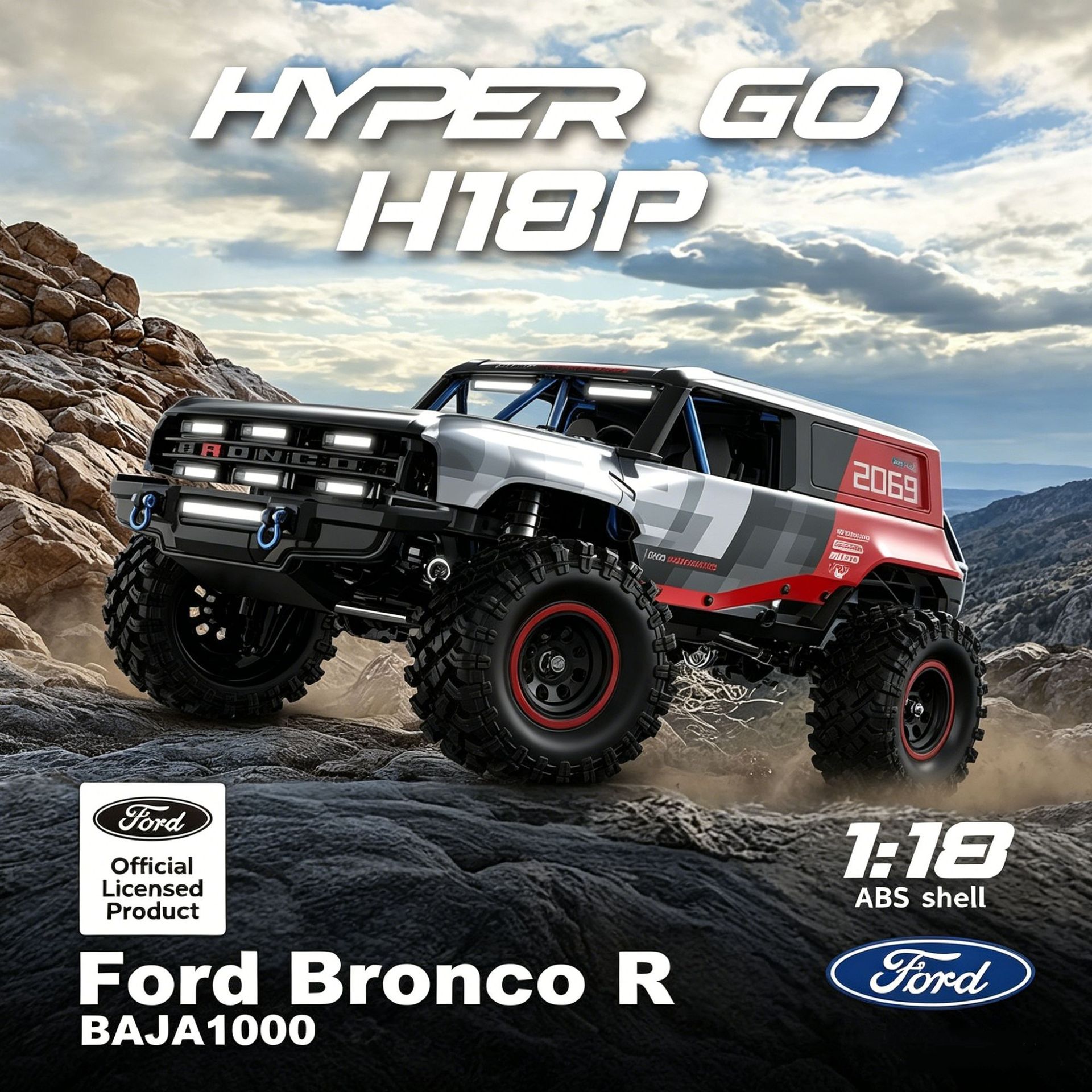 Mjx New Product H18P1:18 Simulated Ford Brushless Four-Wheel Drive Climbing Car Off-Road Remote Control Car Toy Model