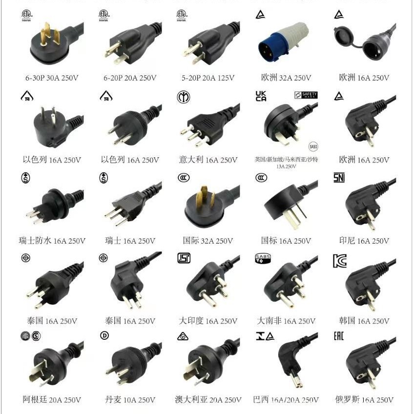 厂家供应IP44防水插头EV充电桩专用工业插欧标母插TUV认证电源线