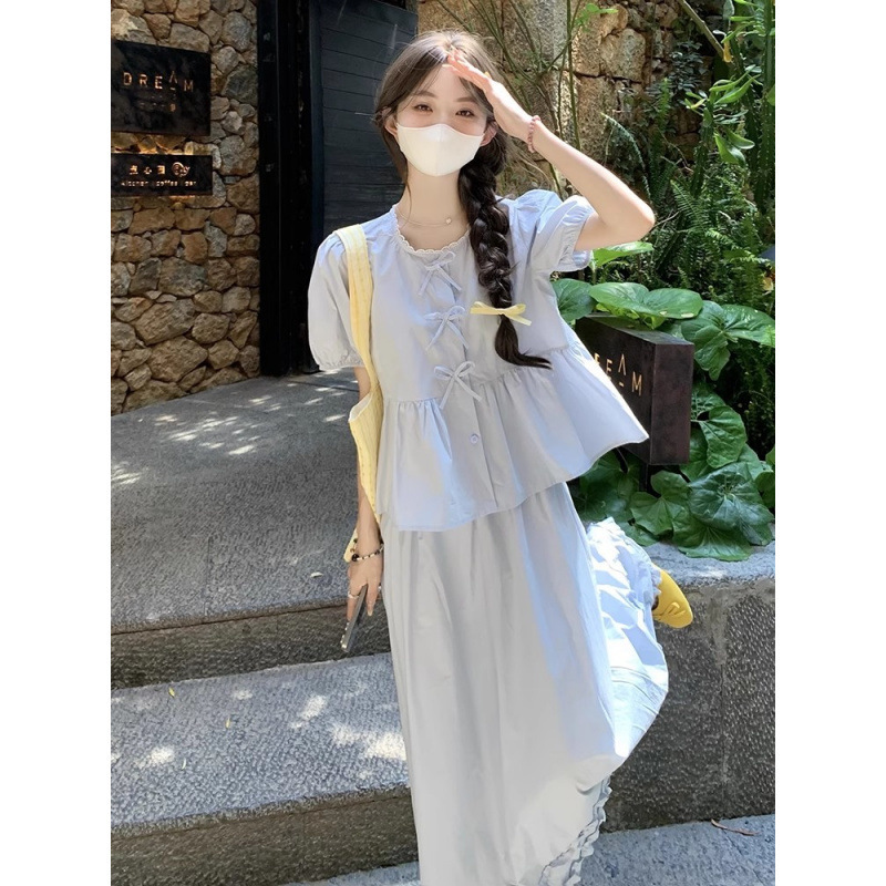 Short Puff Sleeve Cotton and Linen Top for Women Summer 2025 New Dopamine Suit French Doll Shirt Petite Shirt