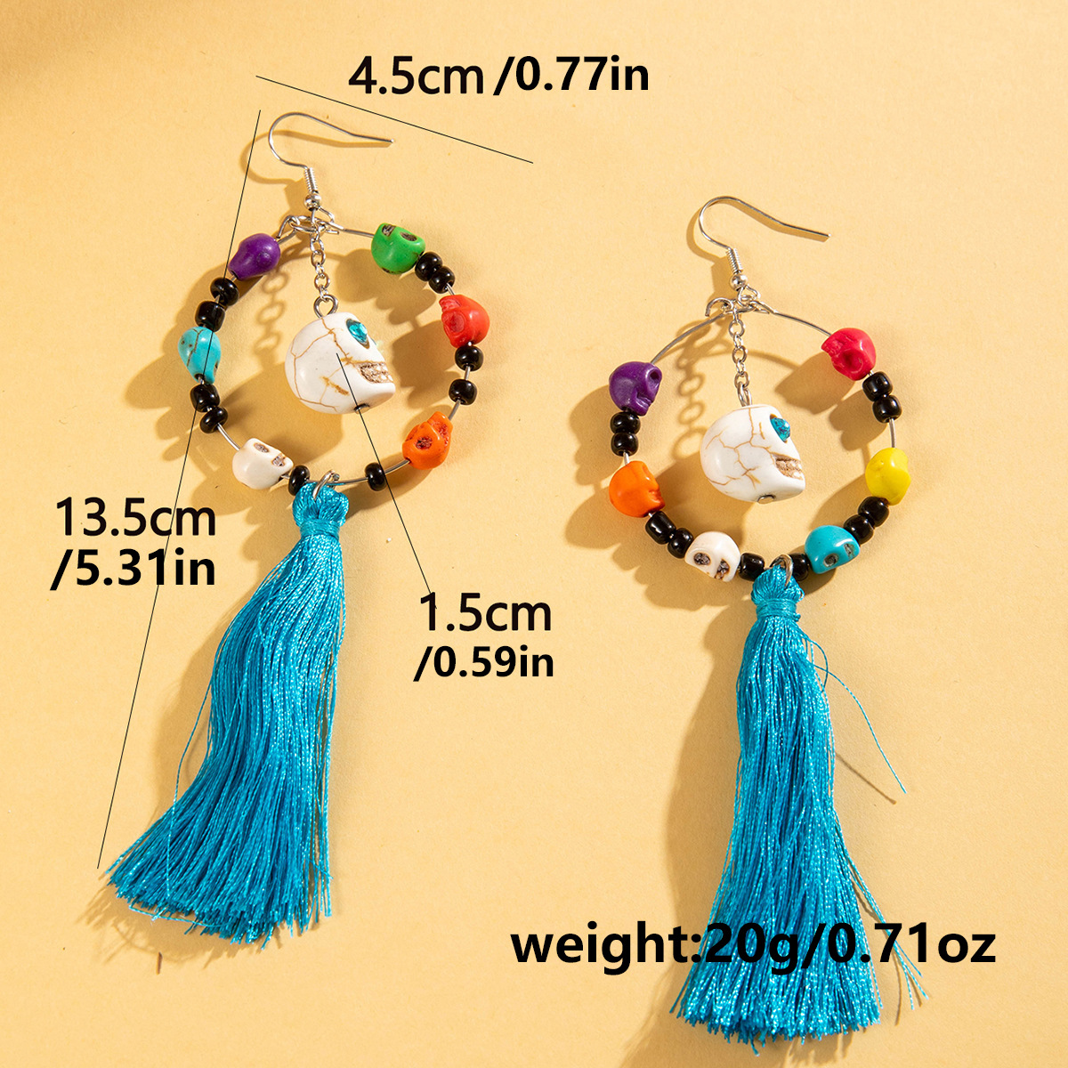 27g Weight Alloy Ear Needle Material Drop Earrings Classification 1 Pair Quantity Holiday, Daily Occasion Alloy, Resin Material Halloween Festival Tassel, Skull Pattern Women's Gender Plating Design Elegant, Streetwear Style 1 Pair Halloween Elegant Streetwear Tassel Skull Plating Alloy Resin Drop Earrings 3