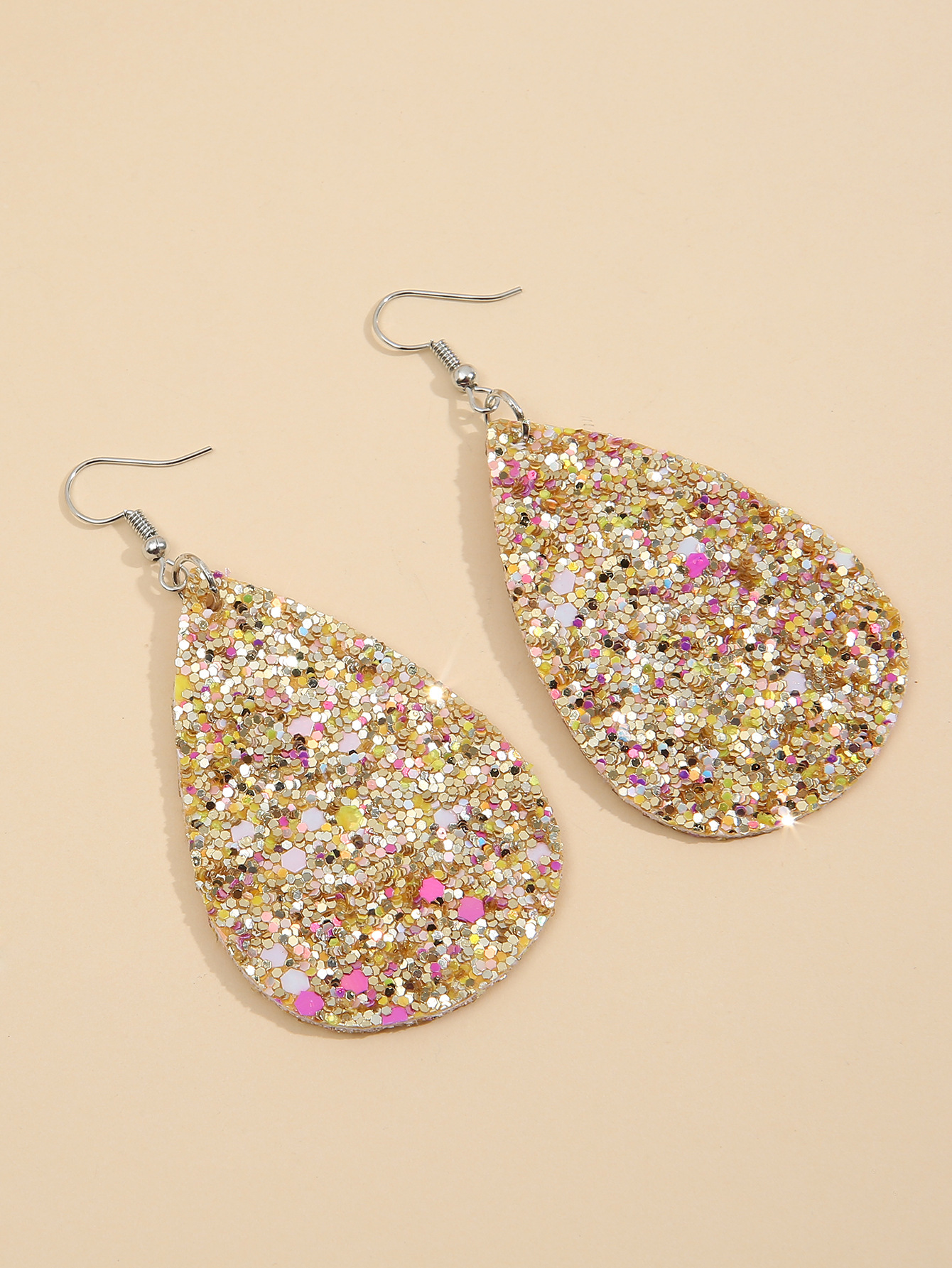 Christmas Leather Pu Sequined Water Drop Earrings Wholesale Nihaojewelry display picture 13