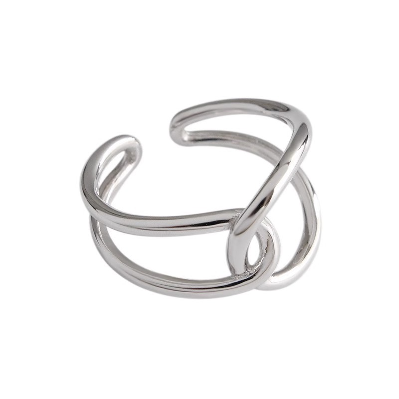 Wide Irregular Plain Band Cross Geometric Curves, Index Finger With Niche Open Design, Personalized Ring Wholesale_voghion.com