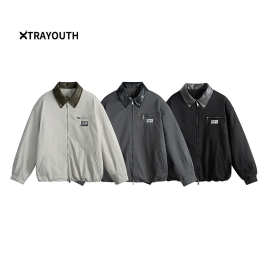 XTRAYOUTH察外美式轻复古刺绣翻领外套男女同款加厚皮领保暖棉衣