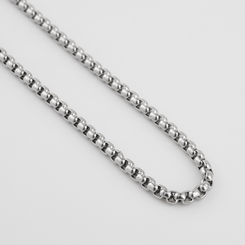 Edelstahlkette mit quadratischen Perlen, Herrenhalskette, trendiger Hip-Hop, Schmuckzubehör aus Titanstahl, Kette und Schlaufe_voghion.com