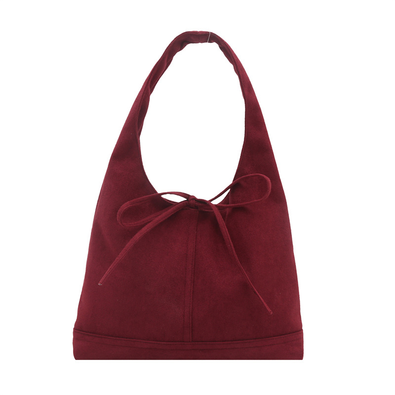 Lazos de nicho coreano estilo de moda ocio retro gamuza viaje de hombro único arco axilar bolsa de moda