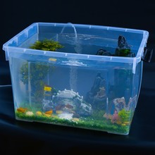 家用乌龟缸大型鳄龟巴西龟专用生态塑料乌龟周转箱高透明仿玻璃缸