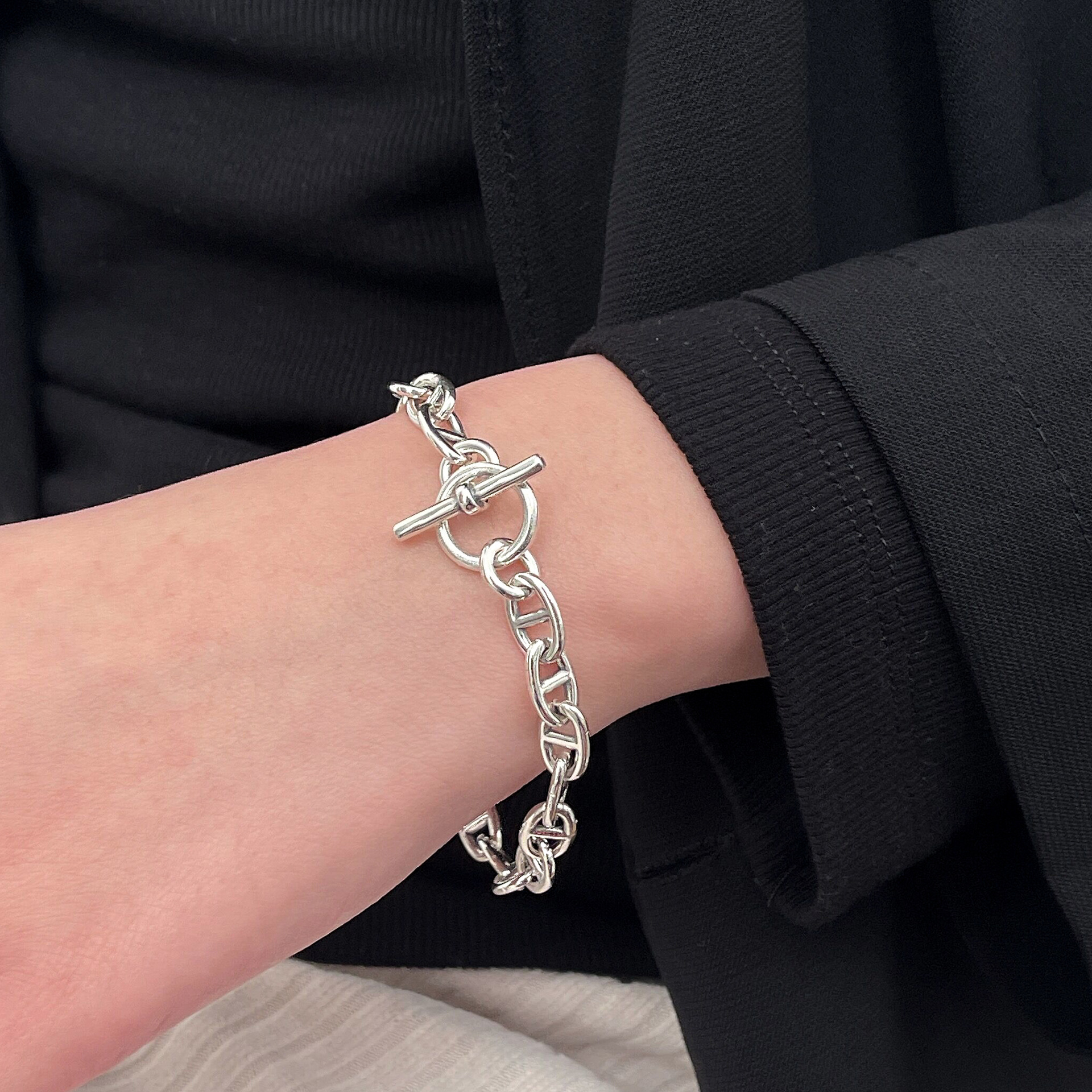 Estilo coreano s925 plata esterlina otbuckle pulsera 2022 primavera y verano nuevo nicho diseño personalizado retro industria pesada pulsera