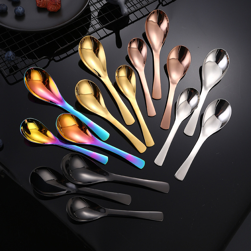 Fábrica al por mayor 304 cuchara de corte de acero inoxidable cuchara de fondo redondo cuchara de arroz cuchara de hogar chino espejo cuchara de sopa brillante