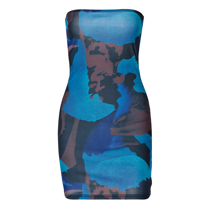 Printed Tube Top Slim Dress NSHTL109952