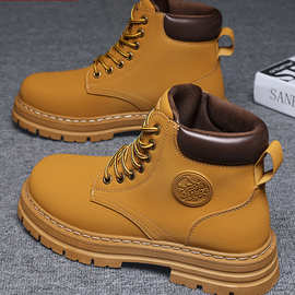 回力男鞋马丁靴男2025新款厚底耐磨户外大黄靴覆古英伦风短靴子潮