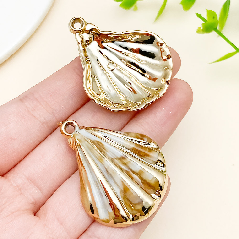 15 galvanizado láser marino oro acrílico imita concha colgante diy hecha a mano collar joyas accesorios image 15