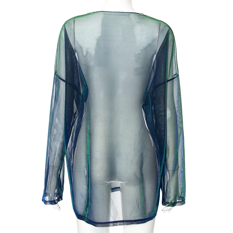 Streetwear Solid Color Spandex Polyester Round Neck Long Sleeve Regular Sleeve Patchwork Blouse display picture 4