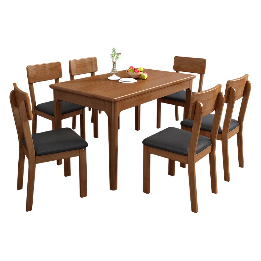 Mesa de comedor de madera maciza nórdica y combinación de sillas moderno simple rectangular japonés hogar pequeño apartamento mesa de comedor