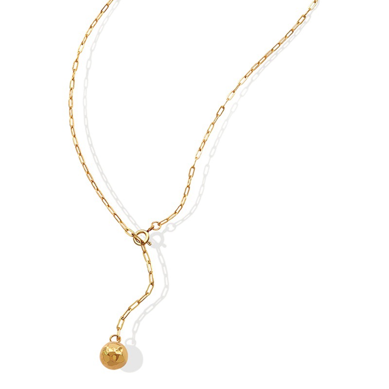 Marka francés ins bola multilateral colgante cadena personalidad nicho titanio acero chapado 18K oro collar P571