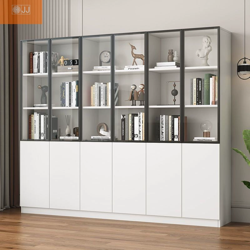 Книжный шкаф Книжная полка из массива дерева со стеклянной дверью на полу простой современный шкаф для хранения гостиной