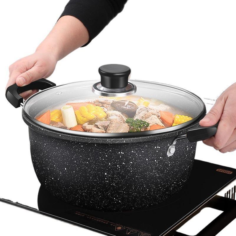 麦飯石鍋 特製鍋 家庭用調理鍋 スープ鍋 ガス電磁調理器 スープ鍋 ノンスティック鍋 お粥鍋|undefined