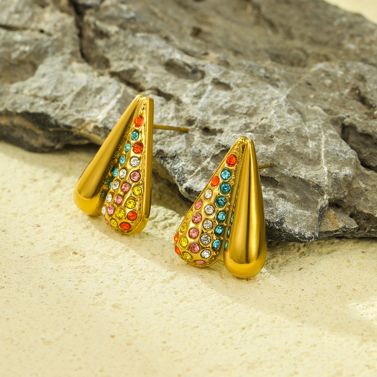 Ear Studs Classification 1 Pair Simple Style Classic Style Heart Shape Inlay 304 Stainless Steel Rhinestones Ear Studs