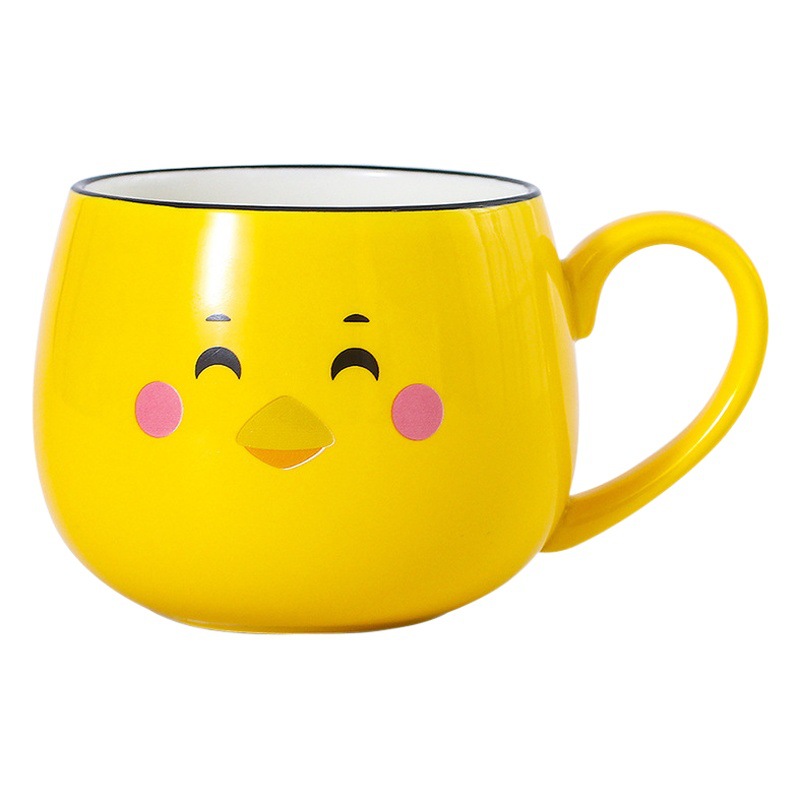 Taza de cerámica para parejas con tapa y cuchara, taza de café creativa de dibujos animados, taza de leche, taza personalizada creativa, linda y divertida